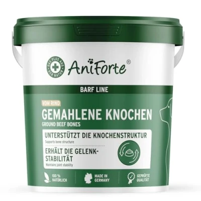 Abbildung von AniForte gemahlene Knochen bekannt als Fleischknochenmehl für Hunde und Katzen 2 kg Natürliches Calcium Knochenaufbau &amp; Gelenke, Reines Knochenmehl Hund