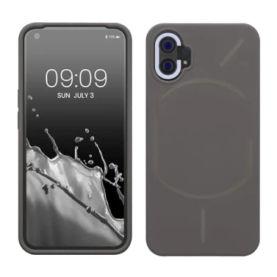 Abbildung von kwmobile Hülle kompatibel mit Nothing Phone (1) Silikon Handy Case Handyhülle weiche Oberfläche kabelloses Laden Stone Dust