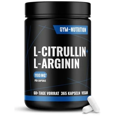 Abbildung von L Arginin + Citrullin hochdosiert 365 Kapseln 1126 mg pro Kapsel, 60+ Tage Vorrat Vegan &amp; Produziert in Deutschland
