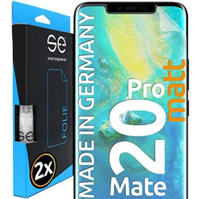 Abbildung von smart engineered [2 Stück Entspiegelte 3D Schutzfolien kompatibel mit Huawei Mate 20 Pro, hüllenfreundliche matte Displayschutz Folie, Schutz vor Schmutz und Kratzern, kein Schutzglas