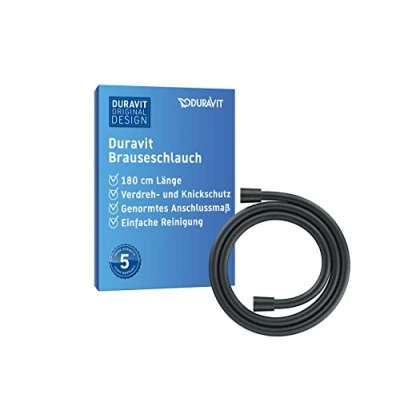 Abbildung von Duravit Universal Brauseschlauch, flexibler Duschschlauch 1,80 m mit Verdrehschutz, knickfest, Schwarz Matt