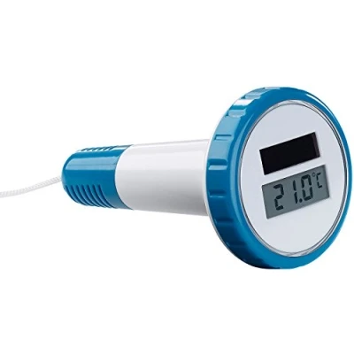 Abbildung von infactory Schwimmbadthermometer: Digitales Solar Teich &amp; Poolthermometer, LCD Anzeige, wasserdicht IPX7 (Digitales Schwimmbadthermometer, Badethermometer, Pool Thermo)