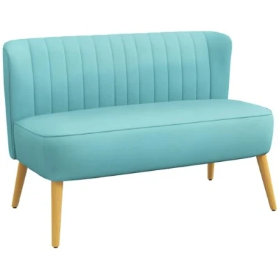 Abbildung von HOMCOM 2 Sitzer Zweisitzer, Loveseat mit Leinenoptik, Doppelsofa Holzbeine, 1 Teile