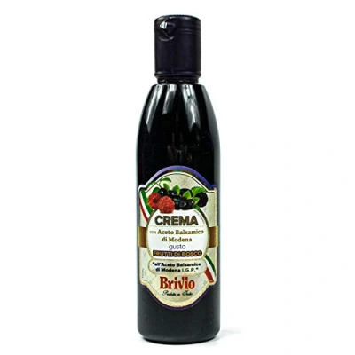 Abbildung von Brivio Aceto Balsamico mit Di Modena IGP Crema &quot;Frutti Bosco&quot; (Beeren) in 250 ml Flasche Traditionell italienische Balsamessig Creme