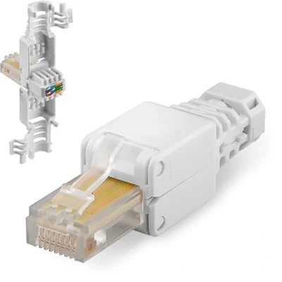 Abbildung von Goobay SET 5 x RJ45 Stecker Cat 5e UTP ohne Werkzeug AWG 24 26 weiß