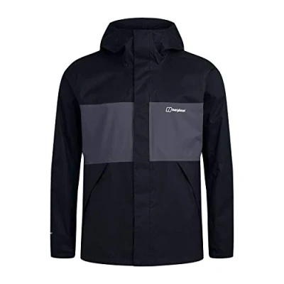 Abbildung von Berghaus Herren Glennon Shell Regenjacke, Nadelstreifen, Schwarz/Grau, S