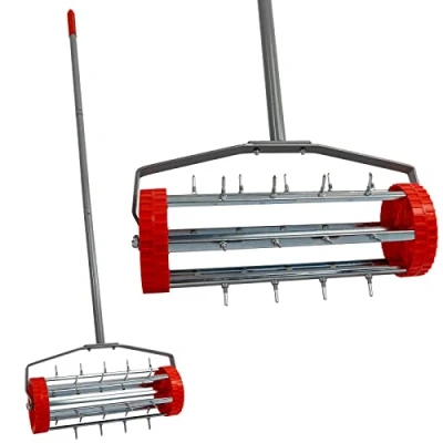 Abbildung von Grafner Rasenlüfter Walze Vertikutierer Rasenrolle Rasenbelüfter, 44,00 cm Arbeitsbreite, (Stk, 1 tlg., 1), Vertikutier Roller, mit Stiel