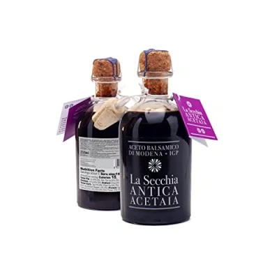 Abbildung von La Secchia Balsamico Essig aus Modena IGP &quot;Zwei Sterne&quot;, Gereift in 8 Eichenfässern, Mittlere bis Niedrige Dichte, 250 ml Flasche mit Kork Dosierverschluss, Traditionale Balsamic Vinegar g.g.A.