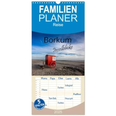 Abbildung von Familienplaner 2025 Borkum Inselblicke mit 5 Spalten (Wandkalender, 21 cm x 45 cm), CALVENDO
