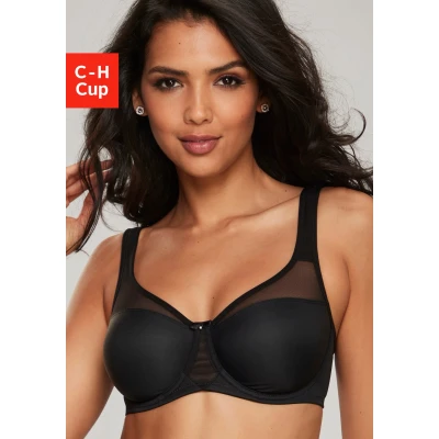 Abbildung von Lascana Minimizer Tshirt BH, Damen, Größe: 100D, Black