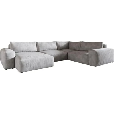 Abbildung von Wohnlandschaft Lanzo XL 360x260 cm Cord Silbergrau Recamiere variabel