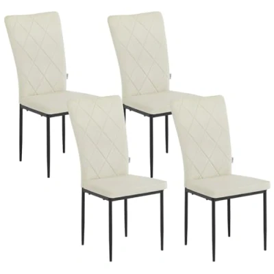 Abbildung von WOLTU Esszimmerstühle 4er Set, Küchenstuhl, Samtstuhl mit hoher Rückenlehne, Polsterstuhl Metallbeinen, für Esszimmer Esstisch Küche Wohnzimmer Büro, Creme, BH379cm 4