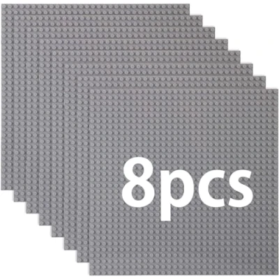 Abbildung von 8 Platten Set Bauplatte Kompatibel mit Meisten Marken,Classic Bausteine Grundplatte,Kompatibel Lego Classic,25.5 * 25.5cm, Graue Grundplatte