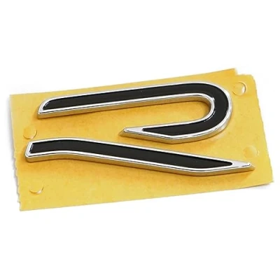 Abbildung von Volkswagen 571853425AFOD Schriftzug R Logo Heckklappe Emblem Aufkleber, schwarz/Chrom