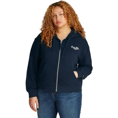 Abbildung von Tommy Hilfiger Curve Script ZIP Hoodie Sweatjacke, Damen, Größe: 50, Dark night navy