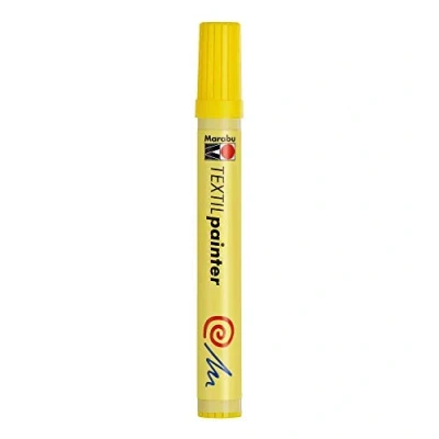 Abbildung von Marabu 01170003019 Textil Painter gelb 019, Strichstärke ca. 2 4 mm, Stoffmalstift für helle Stoffe, auf Wasserbasis, weicher Griff, waschbeständig bis 60C, lichtecht, einfache Anwendung