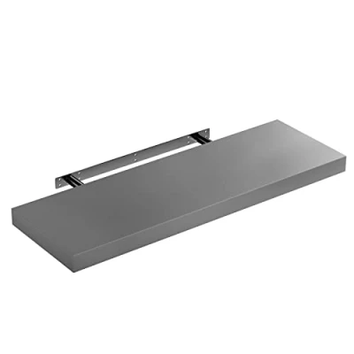 Abbildung von Casaria® Wandregal Grau mit Halterung 50 110cm Schwebend 15kg Tragkraft Küche Wohnzimmer Büro Flur Bad Schweberegal Regalbrett Hängeregal Matt 70cm