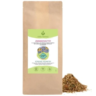 Abbildung von Johanniskraut Loser Tee (500g), getrocknet und geschnitten, 100% Natürlich rein zur Zubereitung von Johanniskrauttee Kräutertee