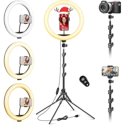 Abbildung von 12 Zoll Ringlicht mit Stativ Handy, groß für Smartphone Ringleuchte, Handystativhalter Ring Light Ringlight Fotografie