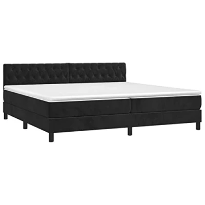Abbildung von vidaXL Boxspringbett, Bettgestell mit Lattenrost, Bett Polsterbett Matratze, Doppelbett Schlafzimmerbett, Schwarz 200x200cm Samt