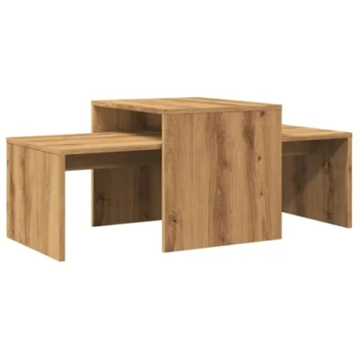 Abbildung von vidaXL Couchtisch, Beistelltisch mit Stauraum, Satztisch Kaffeetisch für Wohnzimmer, Wohnzimmertisch Sofatisch, Artisan Eiche Holzwerkstoff