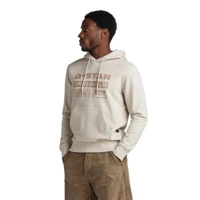 Abbildung von G Star RAW Herren Distressed Originals Hooded Sweatshirt, Beige (Whitebait D24414 D562 1603), XS