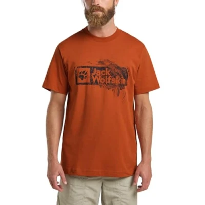 Abbildung von Jack Wolfskin Brand T M Tshirt print, Herren, Größe: Small, Burnt orange