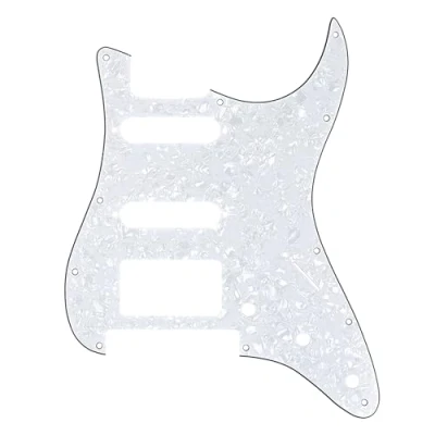 Abbildung von Musiclily Pro 11 Löcher HSS Strat Pickguard Gitarren Schlagbrett für Fender American/Mexican Standard Stratocaster Modern Style E Gitarre mit Floyd Rose Bridge Cut,4 lagig White Pearl
