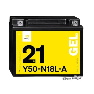 Abbildung von Denagi 52012 GEL Y50 N18L A Motorradbatterie 12V 21Ah, wartungsfrei versiegelt vorgeladen