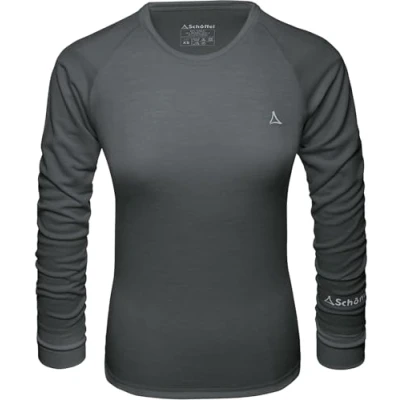 Abbildung von Schöffel Damen Merino Sport Shirt 1/1 Arm W, temperaturregulierendes Langarmshirt, atmungsaktives Funktionsunterwäsche in Wollqualität, anthrazit, L