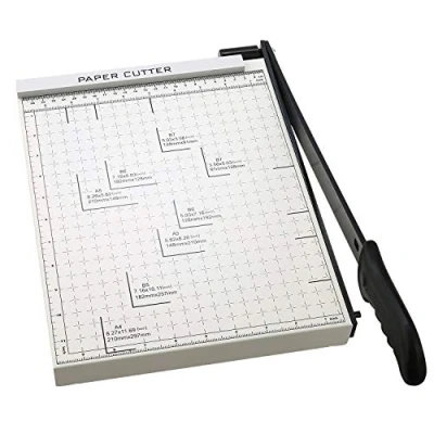 Abbildung von COOCHEER Papierschneider Profi Fotoschneider Hebelschneider Papierschneidemaschine Schneidegerät Bindegerät Schrottmaschineider für Schule &amp; Büro, Weiß, A4