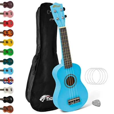 Abbildung von Tiger UKE7 BL Sopran Ukulele mit Tasche für Anfänger Blau