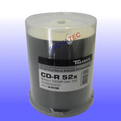 Abbildung von CD R 80 Min/700 MB TRAXDATA 52x Pro Series Diamond Glossy bedruckbar Cakebox 100 Stück