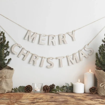Abbildung von Ginger Ray Wooden Merry Christmas Bunting Rustikal, braun