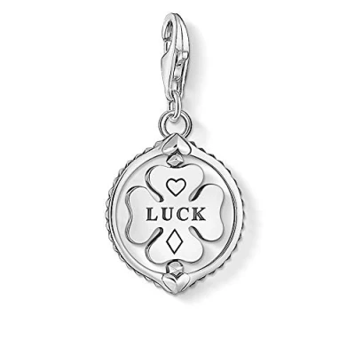 Abbildung von Thomas Sabo Charm Anhänger, Sterlingsilber, geschwärzt, Kleeblatt, Silber