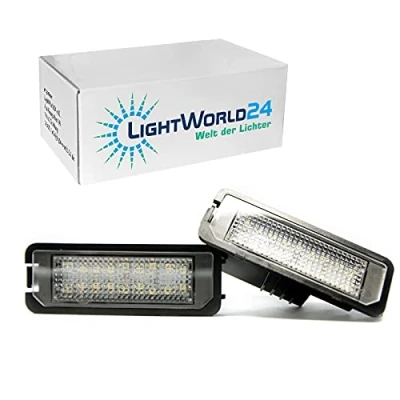 Abbildung von LIGHTWORLD24 LED Kennzeichenbeleuchtung Glühbirnen Nummernschildbeleuchtung Lampe 18 x SMD mit CanBus Fehlerfrei 6000K Xenon kaltweiß, 2 Stück, Für G O L F 4 5 6 7