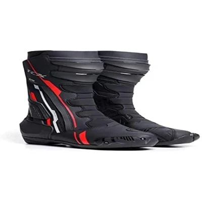 Abbildung von TCX S TR1, Herren Motorradstiefel, Sportlich und Zertifiziert, Motorradstiefel mit Mikrofaser Obermaterial, Seitlichem Elastik Reißverschluss Klettverschluss, Schwarz/Rot/Weiß