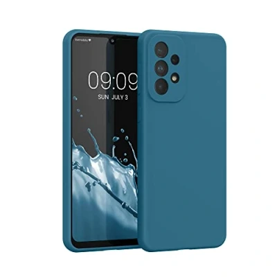 Abbildung von kwmobile Hülle kompatibel mit Samsung Galaxy A33 5G Silikon Handy Case Handyhülle weiche Oberfläche kabelloses Laden Petrol matt