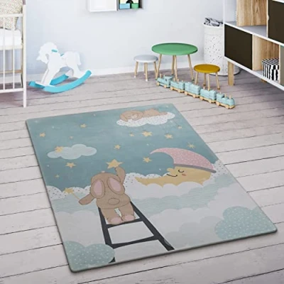 Abbildung von Paco Home Kinderteppich &quot;Chicos 563&quot;, rechteckig, Flachgewebe, Spielteppich, Motiv Mond, Kinderzimmer