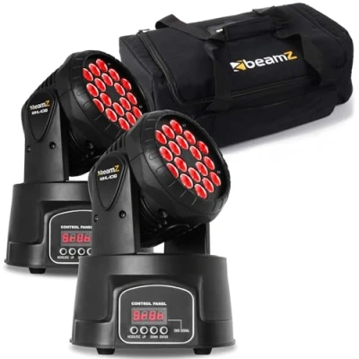 Abbildung von BeamZ 2er Set MHL108MK2 Kompakte RGB LED Moving Heads mit Tasche