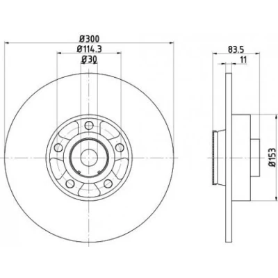 Abbildung von TEXTAR PRO 92233103 Bremsscheibe 300 11 05/05 114,3 voll beschichtet mit integriertem magnetischen Sensorring, Radlager