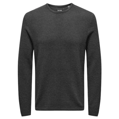 Abbildung von ONLY &amp; SONS Herren ONSPANTER REG 12 STRUC Crew Knit NOOS Strickpullover, Dark Grey Melange, Small