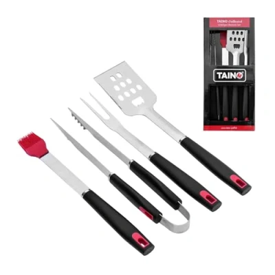 Abbildung von TAINO Grillbesteck Set, (Set, 4 tlg., Grillzubehör), aus Edelstahl, robust, inkl. Silikonpinsel zum Marinieren