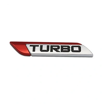 Abbildung von DSYCAR 3D Metall TURBO Turbocharged Auto Aufkleber Logo Emblem Abzeichen Styling DIY Dekoration Zubehör für Universal Cars Moto Fahrrad Dekorative (Rot)