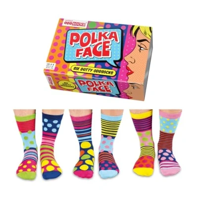 Abbildung von United Oddsocks Freizeitsocken Verrückte Socken Polka Face für Frauen im 6er Set