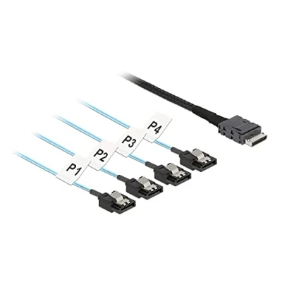 Abbildung von Delock Kabel OCuLink SFF 8611 &gt; 4 x SATA 7 Pin 1 m Metall