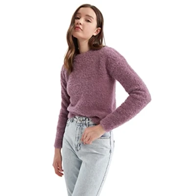 Abbildung von DeFacto Pullover Normal Passform für Damen Rollkragenpullover Pulli Oberteile Rose,XL