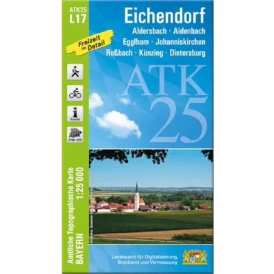 Abbildung von ATK25 L17 Eichendorf (Amtliche Topographische Karte 1:25000): Aldersbach, Aidenbach, Egglham, Johanniskirchen, Roßbach, Künzing, Dietersburg (ATK25 Amtliche 1:25000 Bayern)