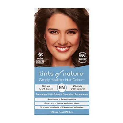 Abbildung von Tints of Nature 5N Natural Light Brown Permanent Hair Dye, Natürliches Hellbraun Permanente Haarfarbe, pflegt das Haar und deckt Grau ab, ammoniakfrei, 130 ml