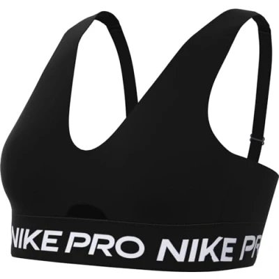 Abbildung von Nike Performance PRO INDY Plunge Sportbh mit mittlerer Stützkraft, Damen, Größe: Medium, Black white